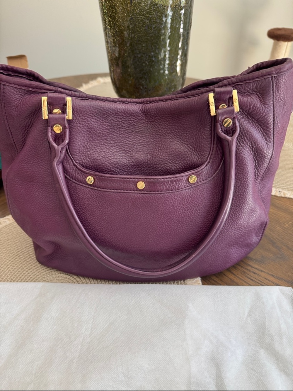 Tory Burch Amanda Plum Hobo Bag with Gold Logo & plain dusty - Picture 2 of 8